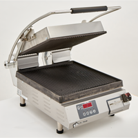 Pro-Max 2.0 14-Inch Grooved Cast Iron Countertop Sandwich Grill with Electronic Controls and Timer