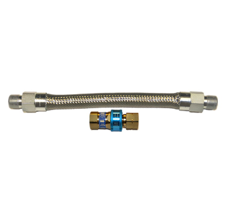 Product image #1 for Dormont Braided Stainless Steel Gas Connector Hose Assembly, 48 Inch x 1-1/4 Inch ID with SnapFast Quick Disconnect and 90° Street Elbow