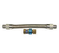 Dormont Braided Stainless Steel Gas Connector Hose Assembly, 48 Inch x 1-1/4 Inch ID with SnapFast Quick Disconnect and 90° Street Elbow