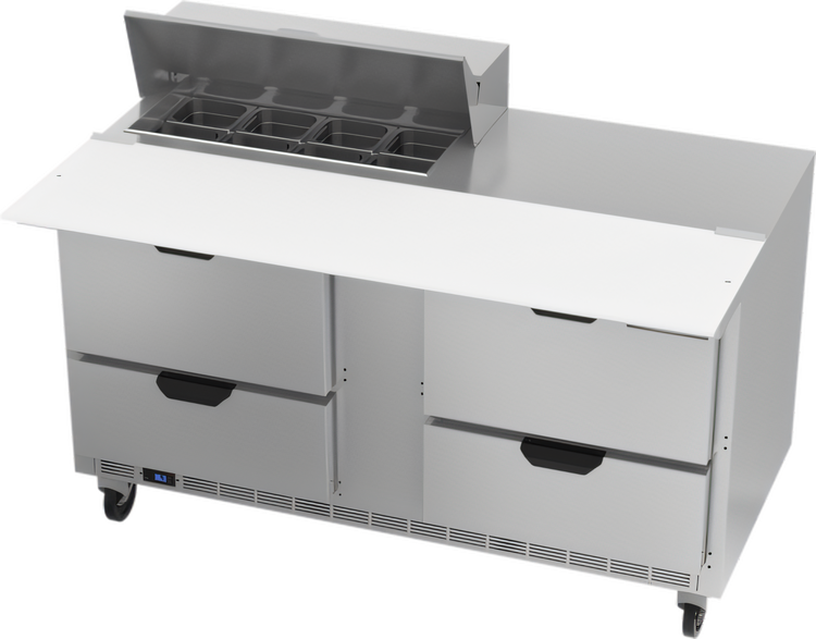 Product image #1 for Beverage-Air 60-Inch Two-Section Sandwich Prep Table Refrigerator with 4 Drawers, 8-Pan Top and 17-Inch Cutting Board