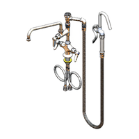 Deck-Mount Single-Hole Mixing Pot and Kettle Filler Faucet with 12-Inch VB Swing Nozzle and 60-Inch Hose