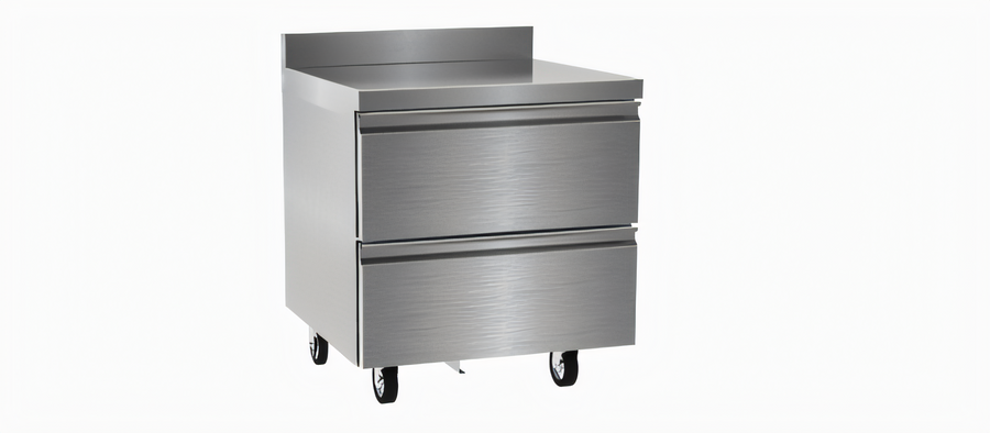 Product image #1 for Delfield 32-Inch Wide One-Section Refrigerated Worktop Base with 2 Drawers and 4-Inch Backsplash
