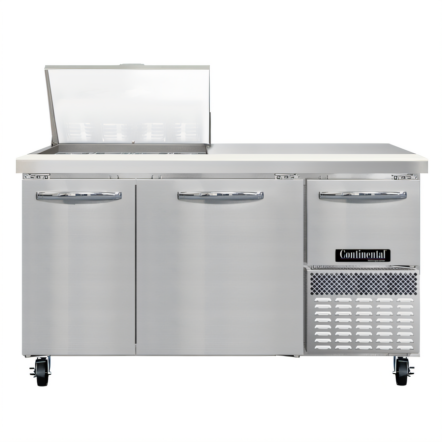 Product image #1 for Continental Refrigerator RA60N12M 60" 3-Door Mega Top Refrigerated Sandwich Prep Table with 12-Pan Capacity