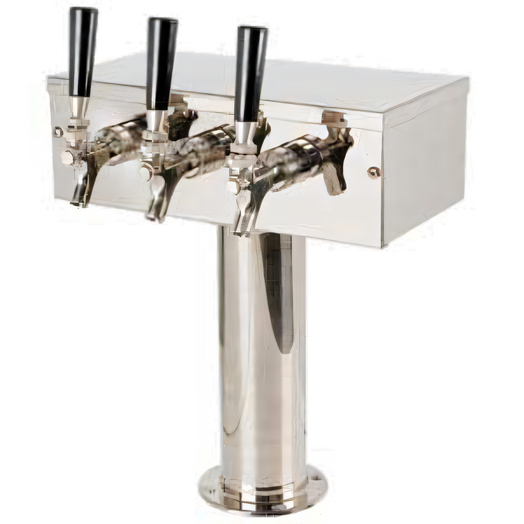 Product image #1 for Micro Matic T Style Countertop Glycol-Cooled 3-Faucet Draft Beer Tower with 304 Stainless Steel Faucets