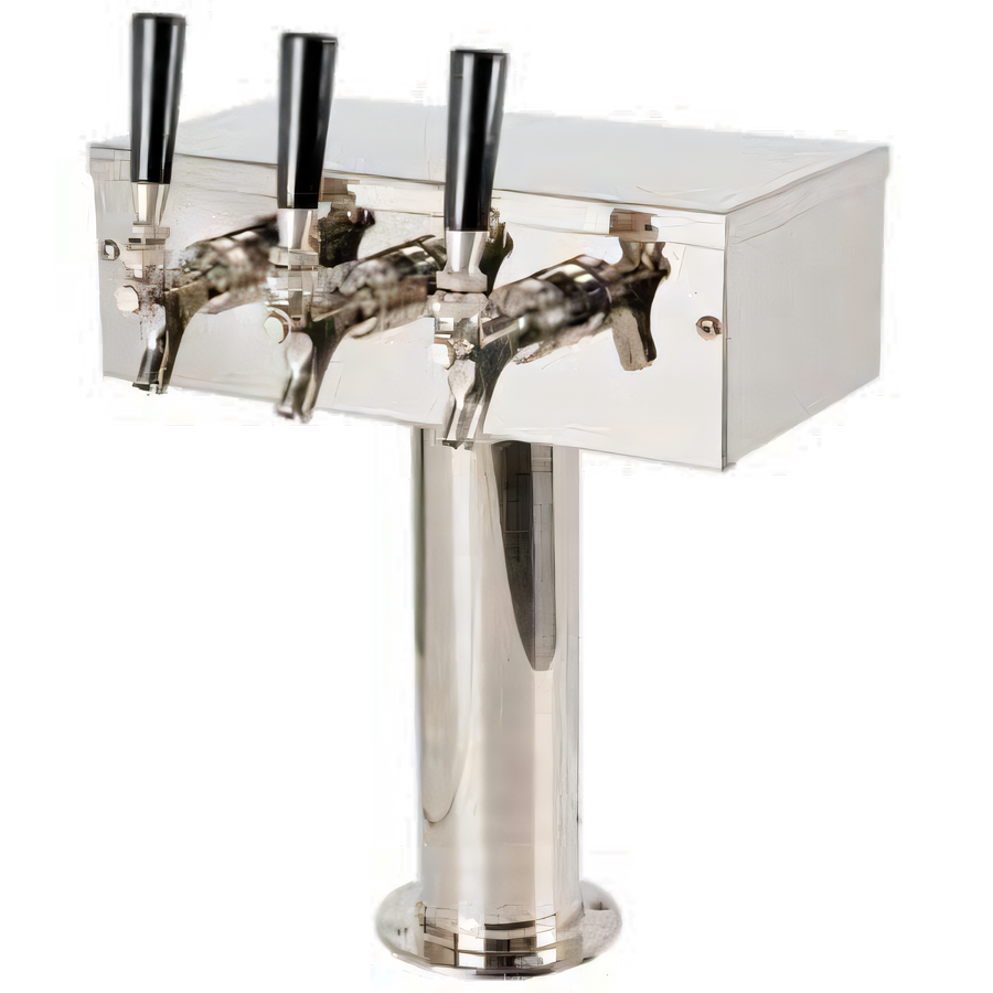 Product image #1 for Micro Matic T Style Countertop Glycol-Cooled 3-Faucet Draft Beer Tower with 304 Stainless Steel Faucets