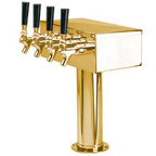 Thumbnail image #1 for Micro Matic USA D7744PVD T-Style Air-Cooled Countertop Draft Beer Tower, 4 Faucets, PVD Brass Finish