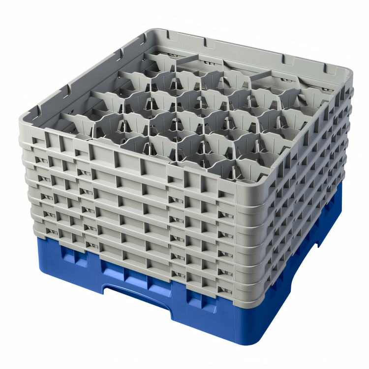 Product image #1 for Cambro Camrack Full Size 20-Compartment Glass Rack with Extenders, Blue