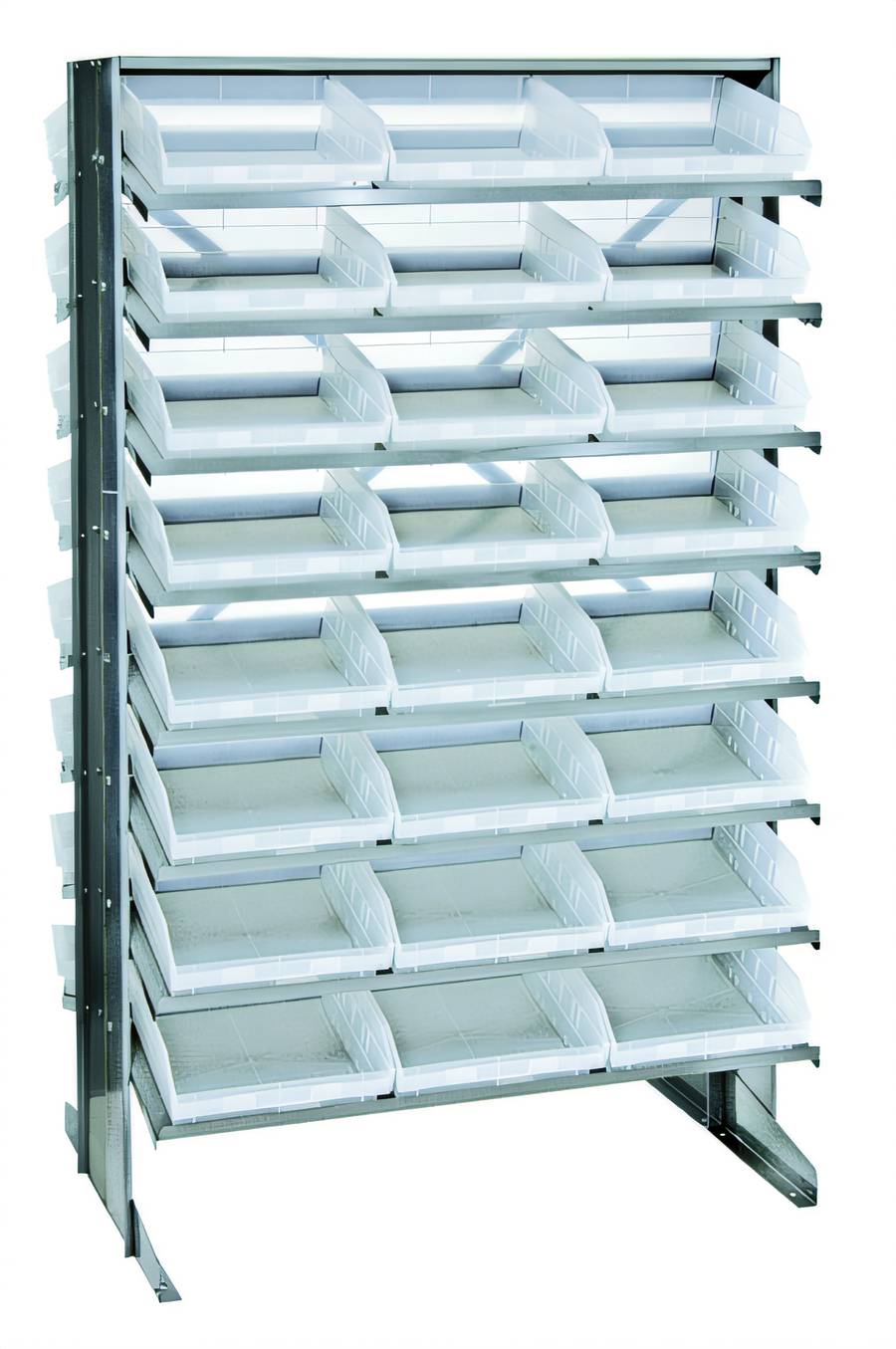 Product image #1 for Quantum 24 x 36 x 60-Inch Sloped Double-Sided Pick Rack with 16 Shelves and 48 Clear Bins