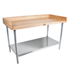 Thumbnail image #1 for John Boos DNS09 72-Inch x 30-Inch Wood Top Baker's Work Table, 1-3/4-Inch Maple Top, 4-Inch Coved Riser, Galvanized Undershelf