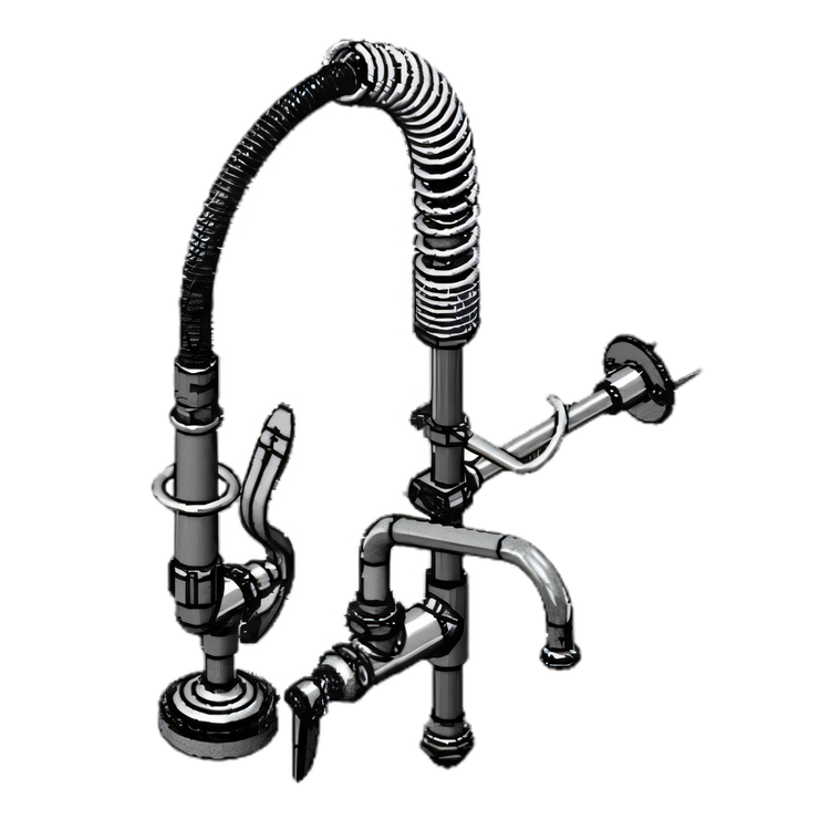 Product image #1 for T&S Brass Mini Pre-Rinse Unit Retrofit Kit with Low Flow Spray Valve, Ceramas Add-On Faucet, 6-Inch Swing Nozzle, and Lever Handle