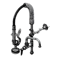 T&S Brass Mini Pre-Rinse Unit Retrofit Kit with Low Flow Spray Valve, Ceramas Add-On Faucet, 6-Inch Swing Nozzle, and Lever Handle