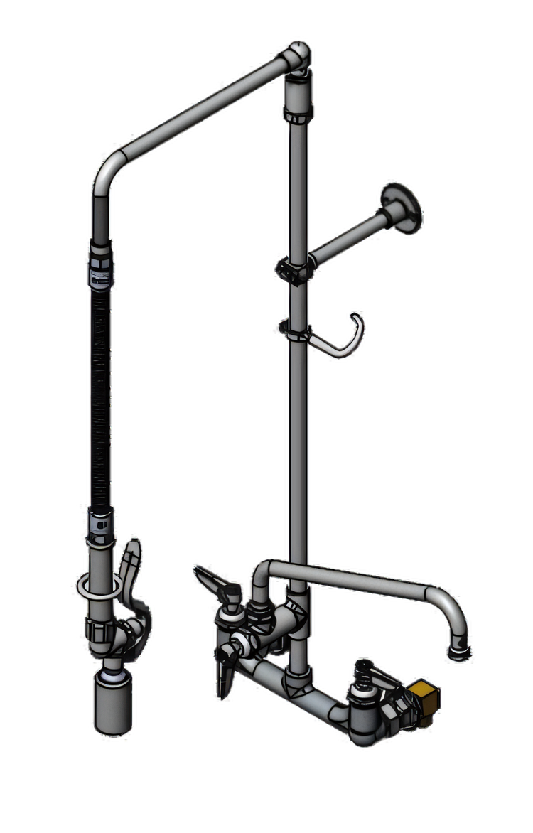 Product image #1 for T&S Brass EasyInstall Wall-Mount Pre-Rinse Unit with Add-On Faucet and 12-Inch Swing Nozzle