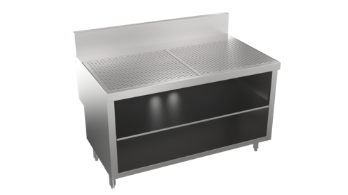 Product image #1 for Krowne Stadium Series 48-Inch Stainless Steel Underbar Drainboard Storage Cabinet with Two Locking Doors