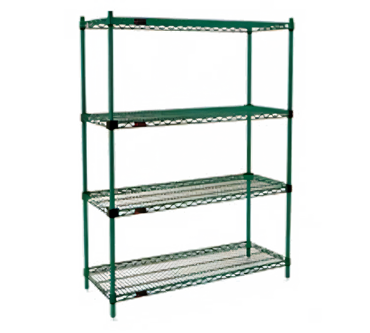 Product image #1 for Eagle Group Valu-Gard Quad-Adjust 4-Tier Stationary Wire Shelving Starter Unit, 36" W x 18" D x 74" H, Green Epoxy