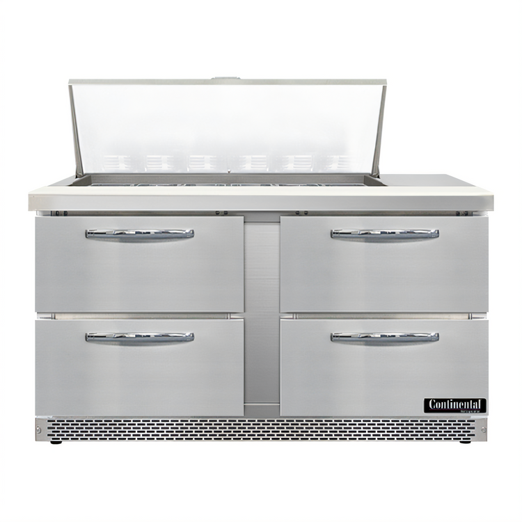 Product image #1 for Continental Refrigerator Mighty Top SW60N18M-FB-D 60-Inch Two-Section Front Breather Sandwich Unit Refrigerator with Drawers