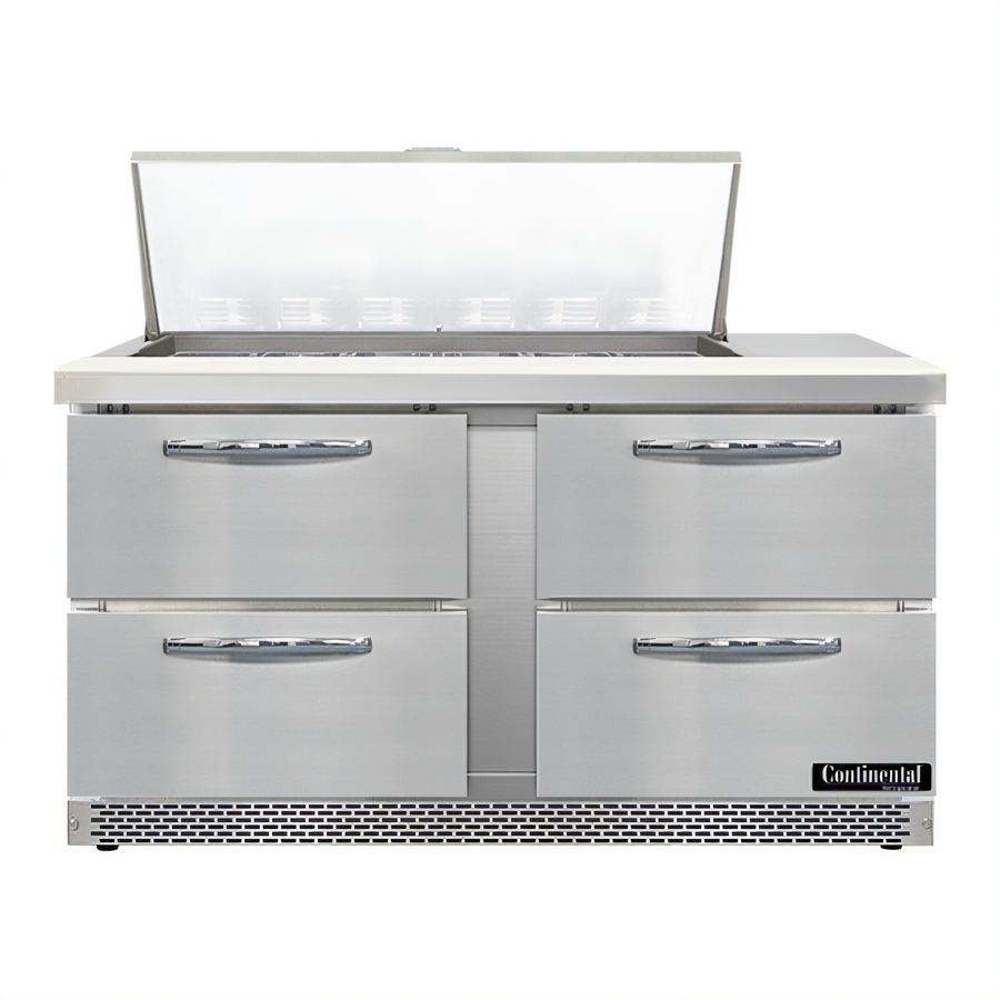 Product image #1 for Continental Refrigerator Mighty Top SW60N18M-FB-D 60-Inch Two-Section Front Breather Sandwich Unit Refrigerator with Drawers