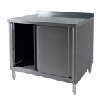 Thumbnail image #1 for Klinger's Trading BCB2472-W/SHELF 72-Inch Stainless Steel Enclosed Work Table with Sliding Doors, Middle Shelf, and 2-Inch Rear Up-Turn
