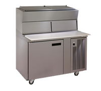 Delfield LiquiTec 48-Inch Single-Section Refrigerated Pizza Prep Table with Raised Rails, 1 Door
