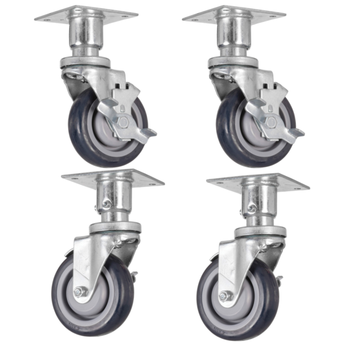 Product image #1 for Vulcan Set of 4 Adjustable Plate Mount Shelf Casters, 6-Inch Overall Height, 2 Brakes