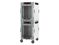 Metro HotBlox Wide 16-Pan Stacked Dual-Cavity Mobile Heated Holding Cabinet, Analog Control, Clear Door
