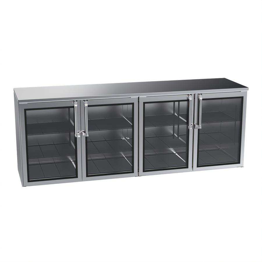 Product image #1 for Krowne Remote Back Bar Cooler Storage Cabinet, 96 Inch, 4-Section, 4 Swing Doors, Black Exterior