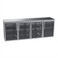 Krowne Remote Back Bar Cooler Storage Cabinet, 96 Inch, 4-Section, 4 Swing Doors, Black Exterior