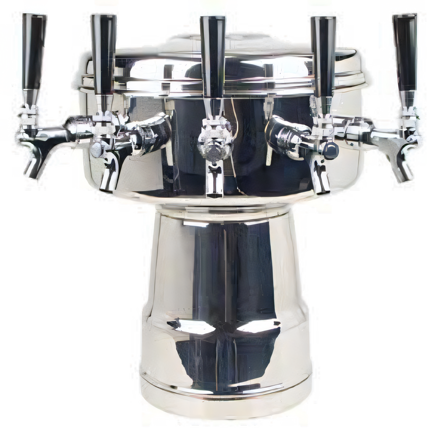Product image #1 for Micro Matic Mushroom 5-Faucet Countertop Glycol-Cooled Draft Beer Tower, Polished Stainless Steel