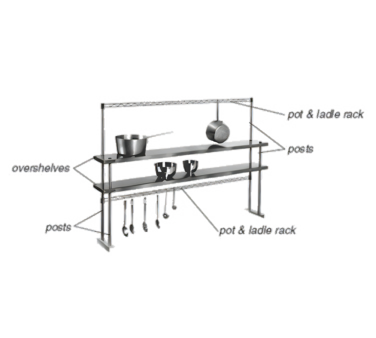 Product image #1 for Eagle Group Table-Mounted Pot & Ladle Rack, 94-1/2 Inch Long, Chrome Plated, Single Bar