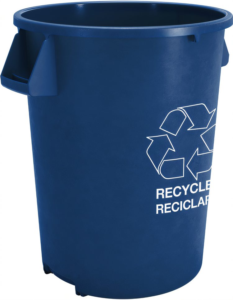 Product image #1 for Bronco 32 Gallon Round No-Lid Recycle Waste Container, Blue Polyethylene