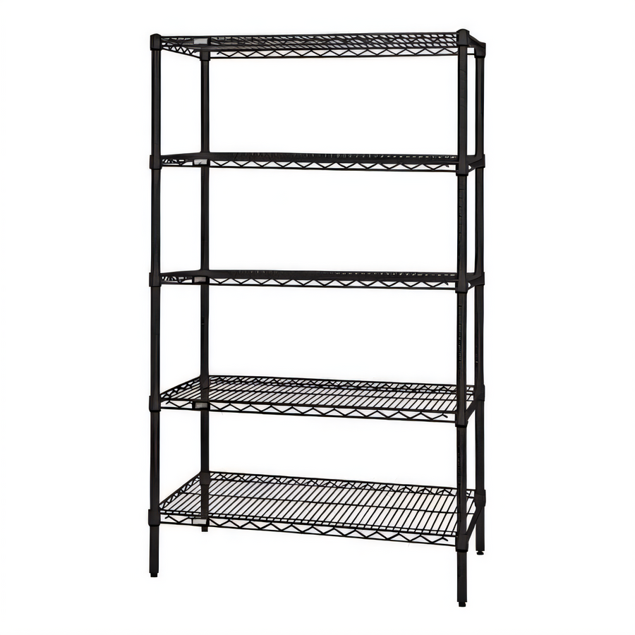 Product image #1 for Quantum 5-Shelf Wire Shelving Starter Kit, 42 x 21 x 86 Inch, Stationary, Black Epoxy Antimicrobial Finish