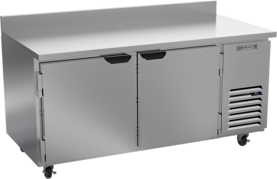 Product image #1 for Beverage-Air 67-Inch Two-Section Side-Mount Worktop Refrigerator with 4-Inch Backsplash and Solid Doors