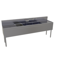 Glastender 84-Inch Four-Compartment Stainless Steel Underbar Sink Unit with Left and Right Drainboards