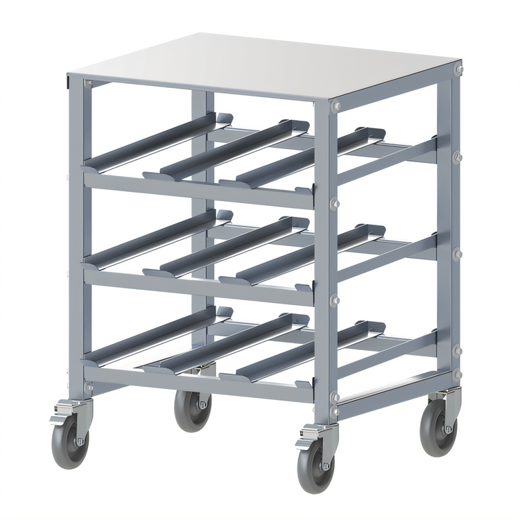 Product image #1 for Winco Heavy-Duty 3-Tier Mobile Under-Counter Aluminum Can Storage Rack for #5 and #10 Cans