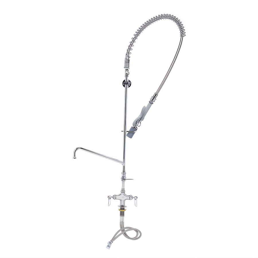 Product image #1 for EasyInstall Single Hole Deck-Mount Pre-Rinse Add-On Faucet with 12-Inch Swing Nozzle and 1.07 GPM Spray Valve
