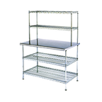 Thumbnail image #1 for Eagle Group AdjusTable T2436EBW-2 Two-Tier 16-Gauge Stainless Steel Work Surface System, 36 x 24 x 62-1/2 Inches, 2 Overshelves and 2 Undershelves