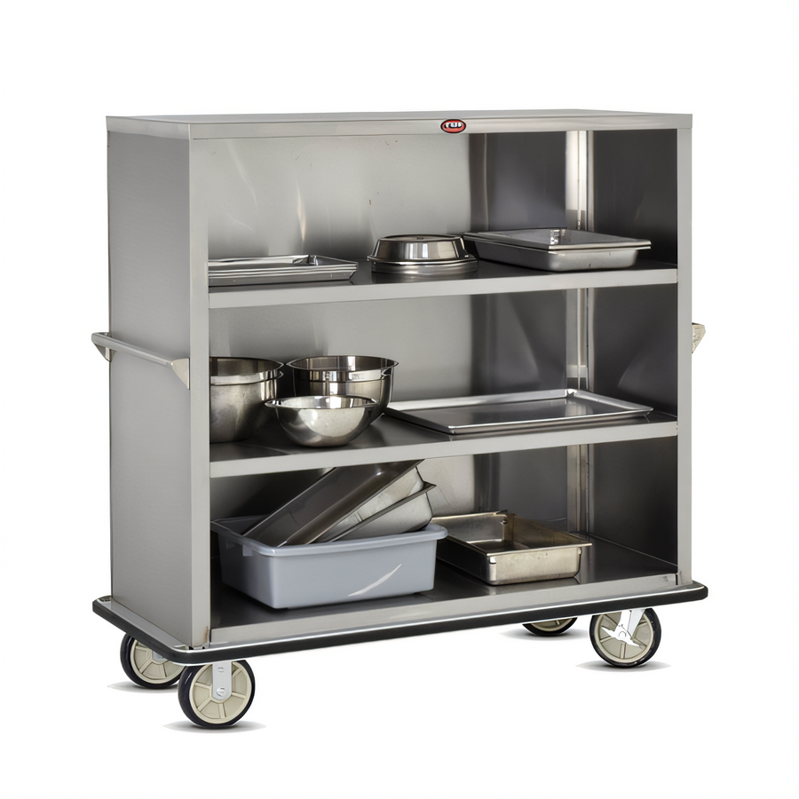 Product image #1 for FWE Super Duty Stainless Steel Enclosed Queen Mary Utility Cart, 4 Shelves, 62-Inch Wide