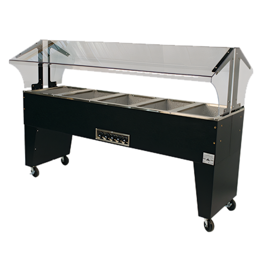Product image #1 for Advance Tabco Triumph 5-Well Portable Electric Hot Food Buffet Table with Open Base and Double-Sided Sneeze Guard