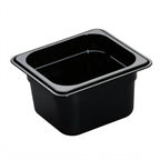 Thumbnail image #2 for Cambro H-Pan™ 64HP110 High-Heat Plastic Hot Food Pan, 1/6 Size, 4" Deep, Black Case of 6