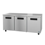 Thumbnail image #1 for Hoshizaki Steelheart UR72B-01 72-Inch Three-Section Undercounter Reach-In Refrigerator, Solid Doors, Stainless Steel, R290