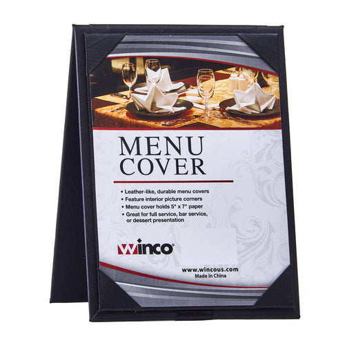 Product image #1 for Winco Double-View Black Leatherette Table Tent Menu Cover for Two 5 x 7 Inserts