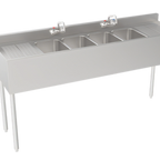 Thumbnail image #1 for Krowne Silver Series 18-64C Four-Compartment Underbar Sink with Dual Drainboards, 72-Inch Wide, Faucet Included