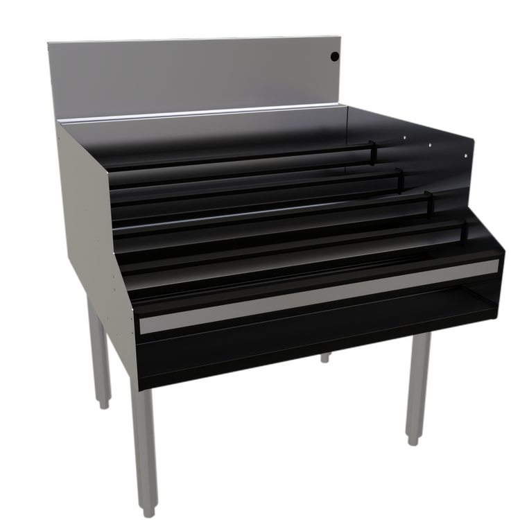 Product image #1 for Glastender Freestanding Stainless Steel Underbar Liquor Steps, 30 Inch Wide x 29 Inch Deep, 5 Steps