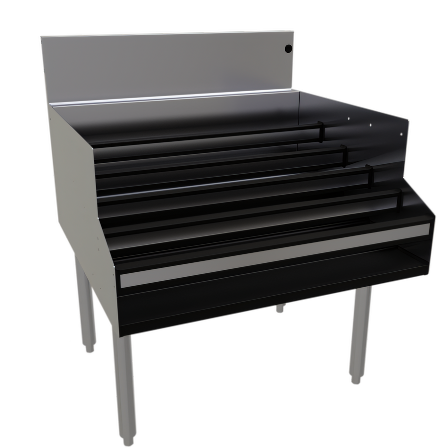 Product image #1 for Glastender Freestanding Stainless Steel Underbar Liquor Steps, 30 Inch Wide x 29 Inch Deep, 5 Steps