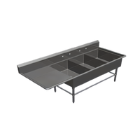 John Boos Pro-Bowl 3-Compartment Stainless Steel Bakery Sink with 24-Inch Left Drainboard