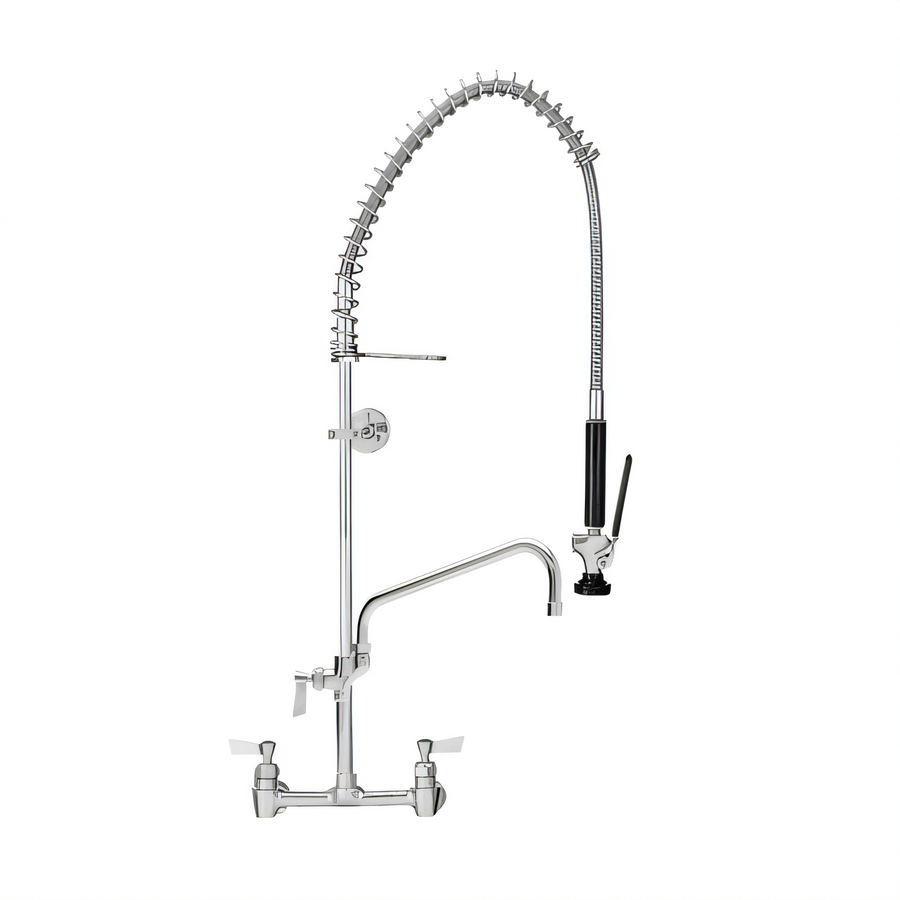 Product image #1 for Fisher 8-Inch Center Backsplash-Mount Spring-Style Pre-Rinse Unit with Add-On Faucet and 16-Inch Swing Spout