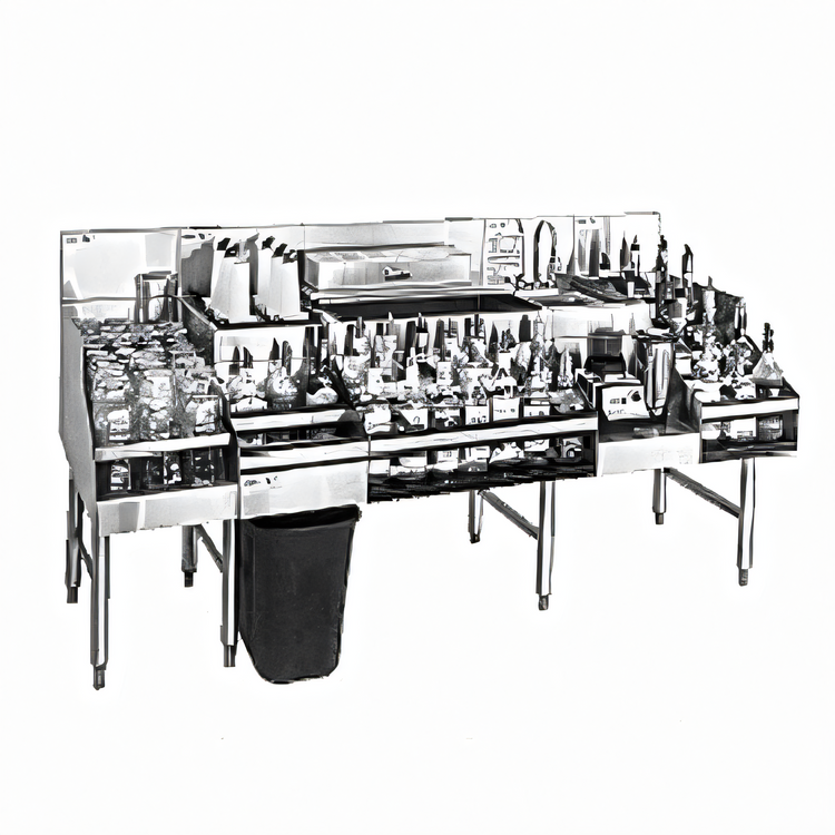 Product image #1 for Glastender All-In-One Underbar Ice Bin/Cocktail Station with Blender Shelf and 10-Circuit Cold Plate, 72 Inch