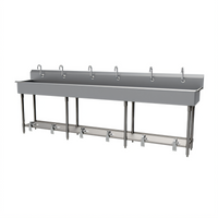 Advance Tabco Six-Station Multiwash Freestanding Hand Sink with Toe-Push Valves and Gooseneck Spouts