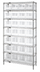 Thumbnail image #1 for Quantum 36-Inch W x 12-Inch D x 74-Inch H Bin Wire Shelving System with 8 Shelves and 28 Clear Bins, Chrome Plated