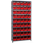Thumbnail image #1 for Quantum 1275-202 Heavy-Duty Stationary Wire Shelving Unit, 36"W x 12"D x 75"H, 10 Shelves, 45 Bins, 400-Lb. Capacity per Shelf