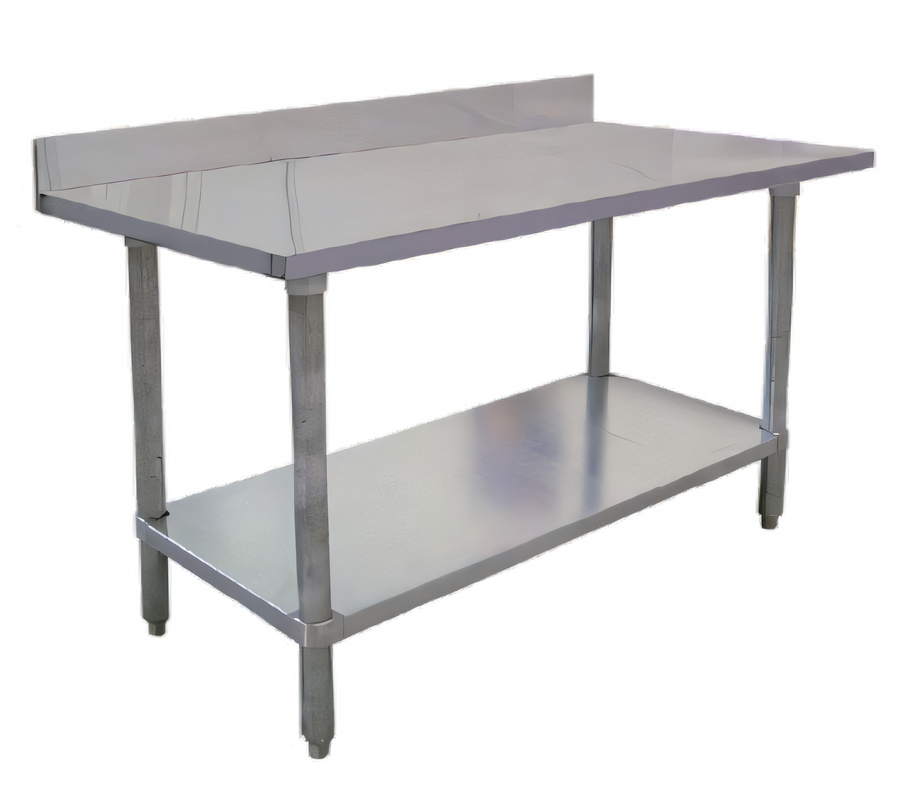 Product image #1 for Omcan Elite Series 36-Inch x 30-Inch 18-Gauge 430 Stainless Steel Work Table with 4-Inch Backsplash and Undershelf